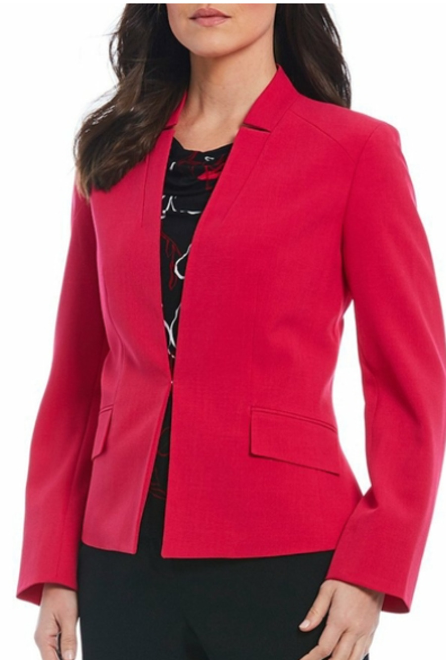 Halogen Open Front Blazer Jacket Womens 4 Hot Pink Fuchsia Collarless Career